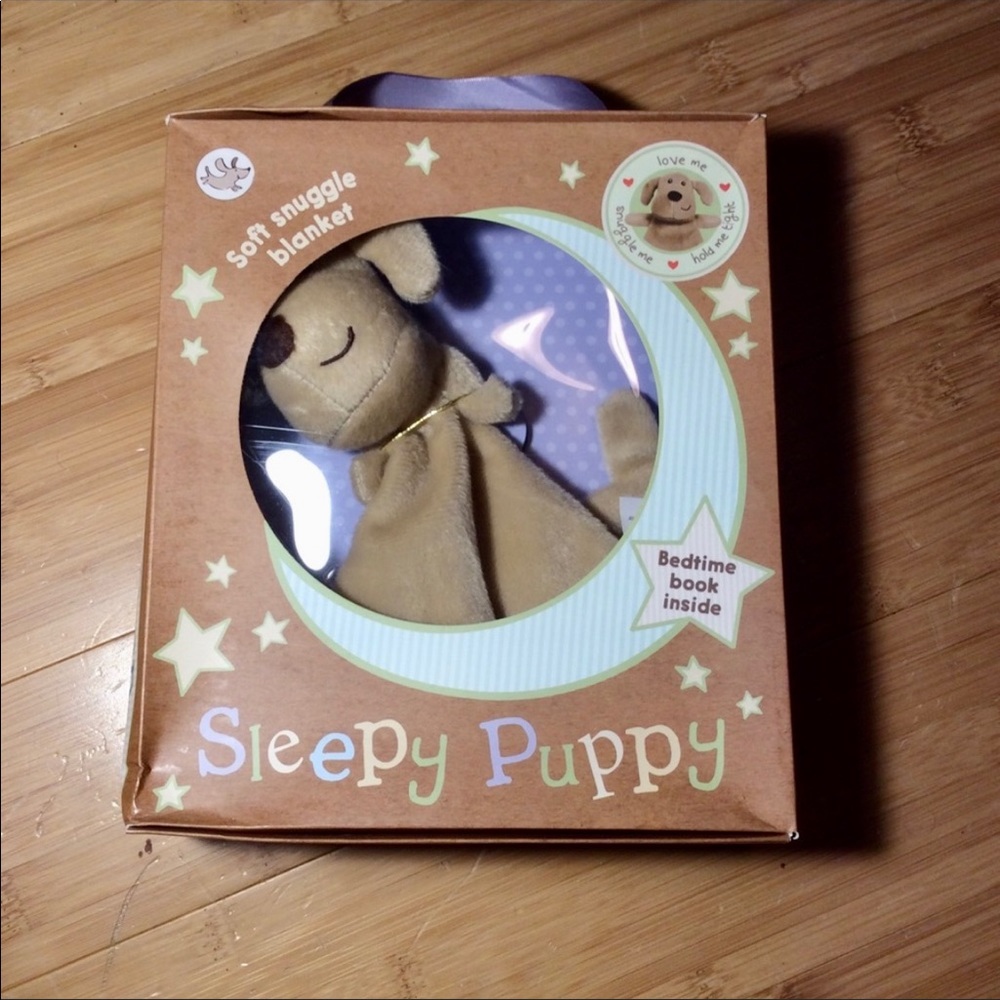 Sleepy puppy soft snuggle blanket lovey and book